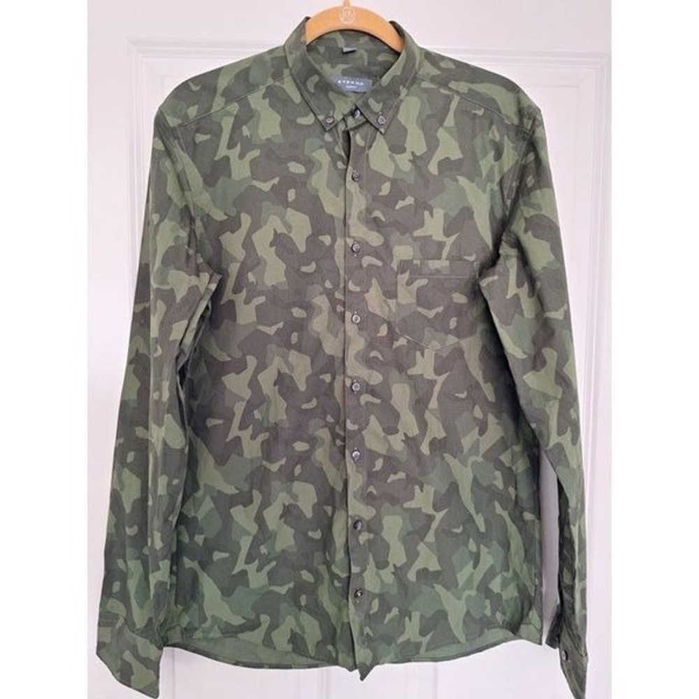 Eterna Green Camo Button Up Shirt Dize 39/40 M